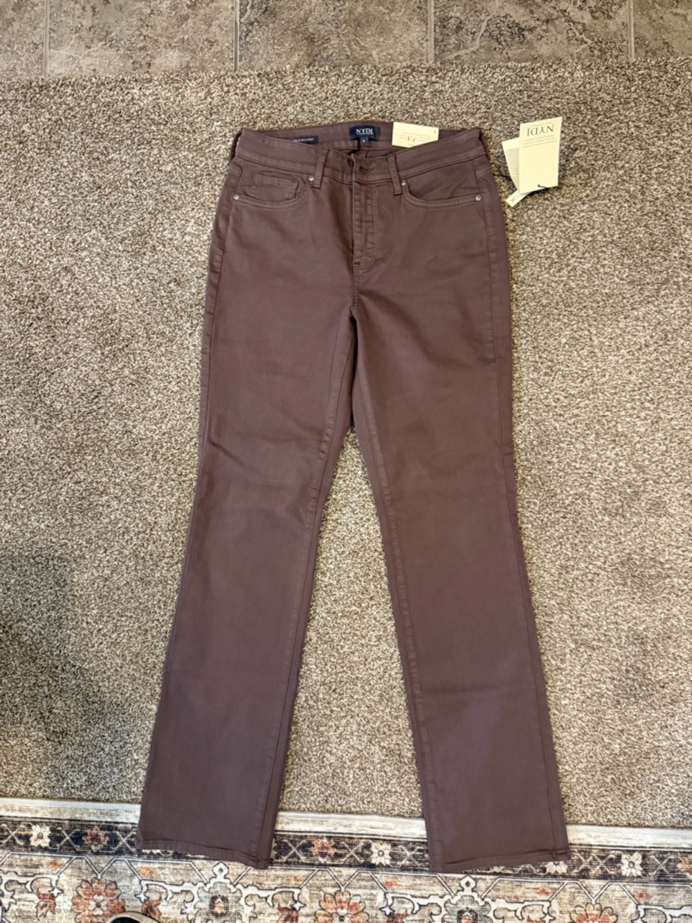 NYDJ Women's Straight-Leg Jeans in Chocolate Brown